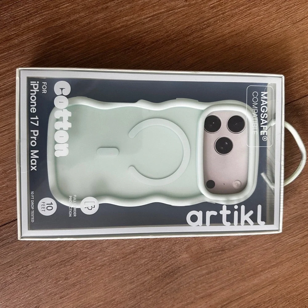 Artikl Cotton iPhone 17 Pro Max Case Mint Green MagSafe Wavy Scallop Edge New